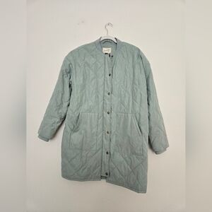 Universal Thread Quilted Puffer Jacket Light Green Fall Pockets | Size M